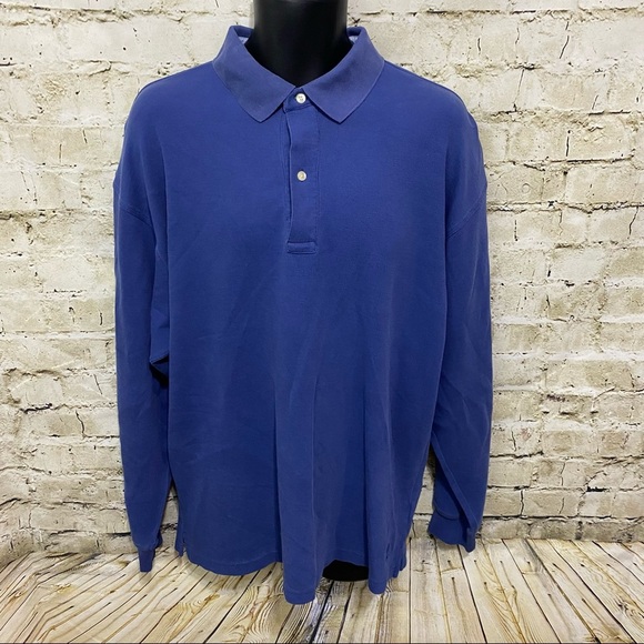 Tommy Hilfiger Blue Cotton Long Sleeve Polo Shirt - Picture 1 of 4